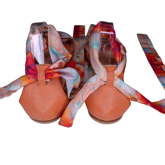 Jasper & Jeera Sandals Ankle Tie Fabric Pink Peach Blue Size 40 - Picture 4 of 6